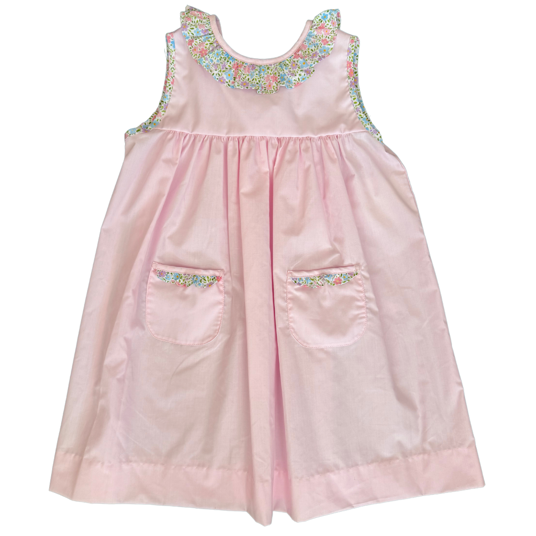 Addison Ruffle Dress, Blakeney Ballet Pink with Wing Haven Wildflowers