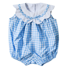 Load image into Gallery viewer, Charlotte Scalloped Bubble, Ballantyne Blue Gingham
